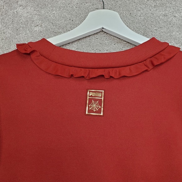 Puma X Charlotte Olympia Cropped Sweatshirt Women's Large Red Dahlia Pullover - Picture 11 of 16